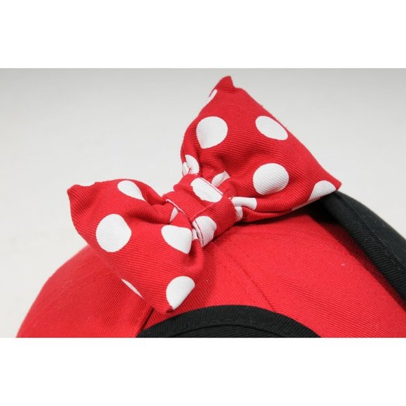 Disney Kid's Red Black Minnie Mouse Bow & Ears Adjustable Baseball Hat Cap - Picture 3 of 11
